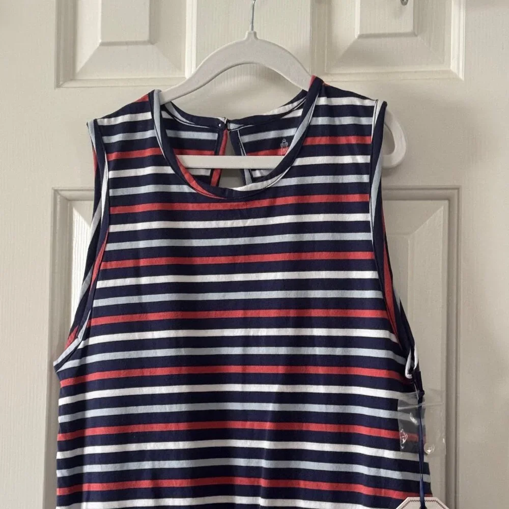 New Classic Prep Girls Addie Romper East Beach Stripe Shortall Size XL